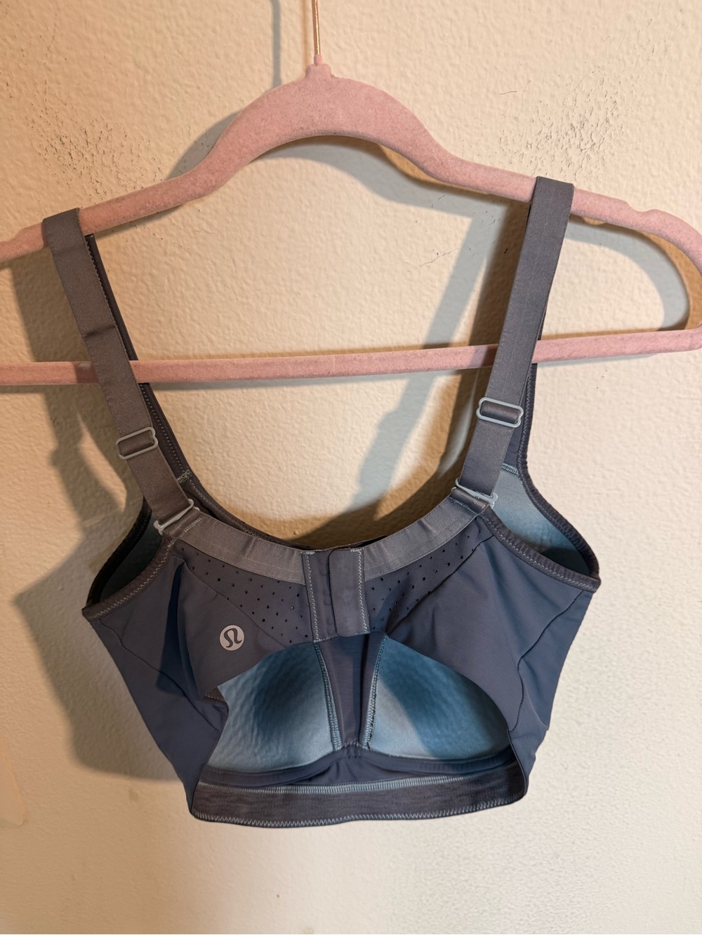 Lululemon Gray High Support Sports Bra Adjustable Straps Perforated Athletic Bra - Picture 2 of 4